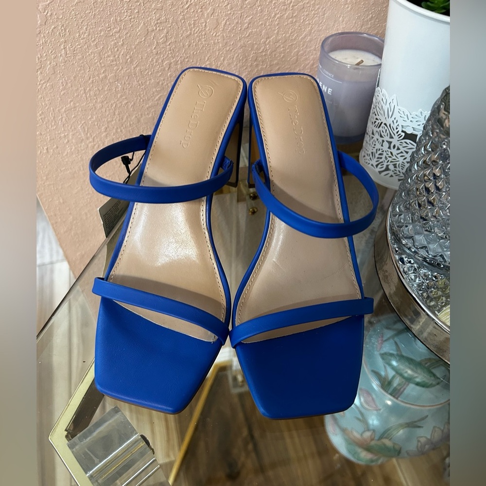 The Drop Royal Blue Faux Leather Strappy Sandals/Heels/Shoes Size 7.5